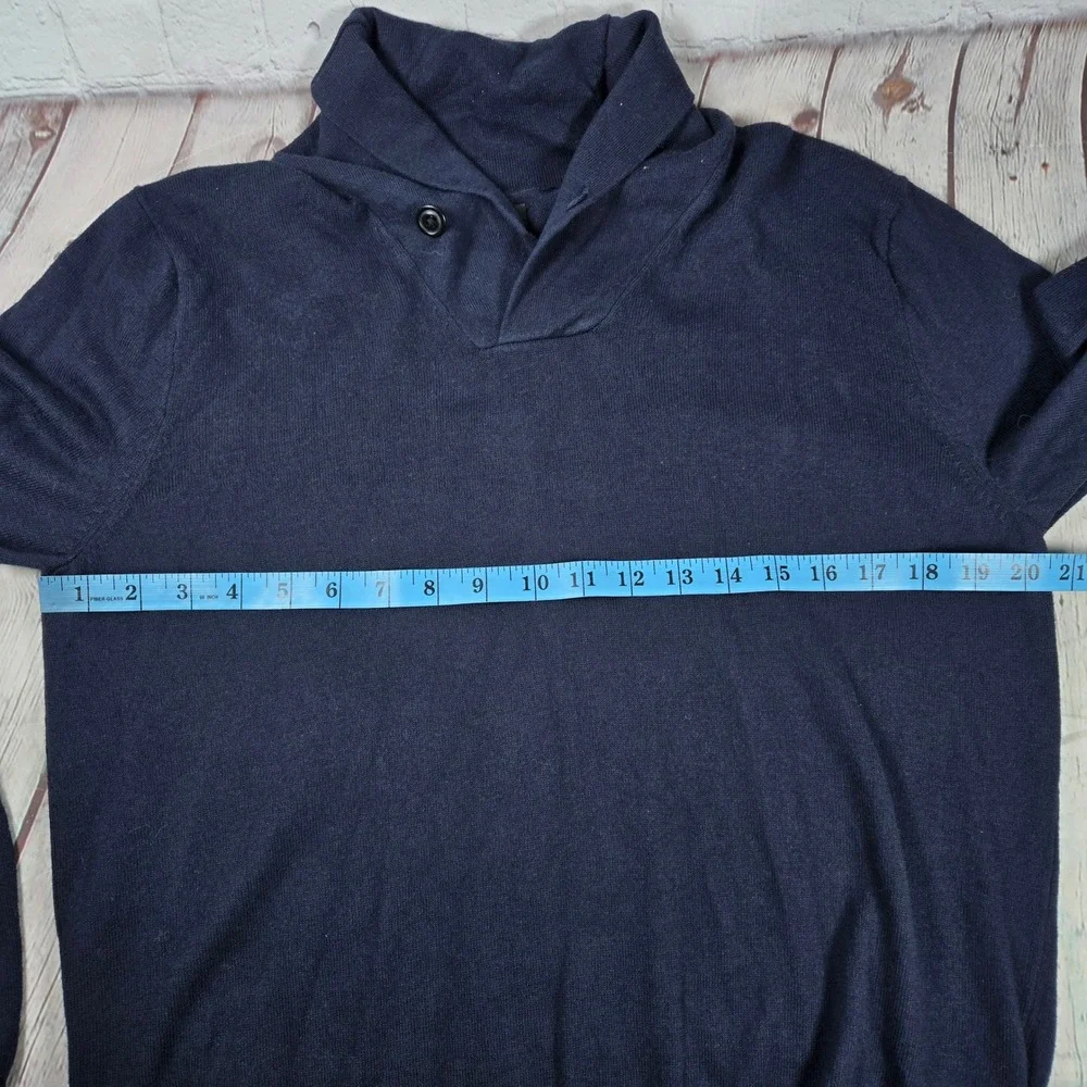 J. Crew Mens Shawl Collar Sweater Navy Blue Cotton Cashmere Blend 61170 Size M‎